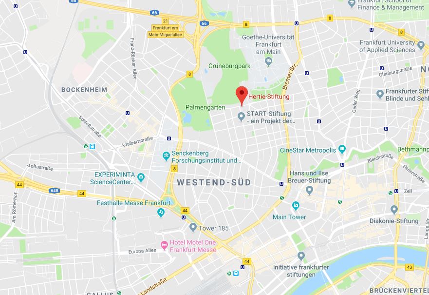 Google Maps: Anfahrt zur Gemeinnützigen Hertie-Stiftung in Frankfurt